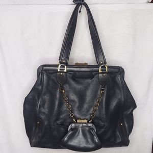 Cole Haan L Dr.'s satchel bag blk buttery leather